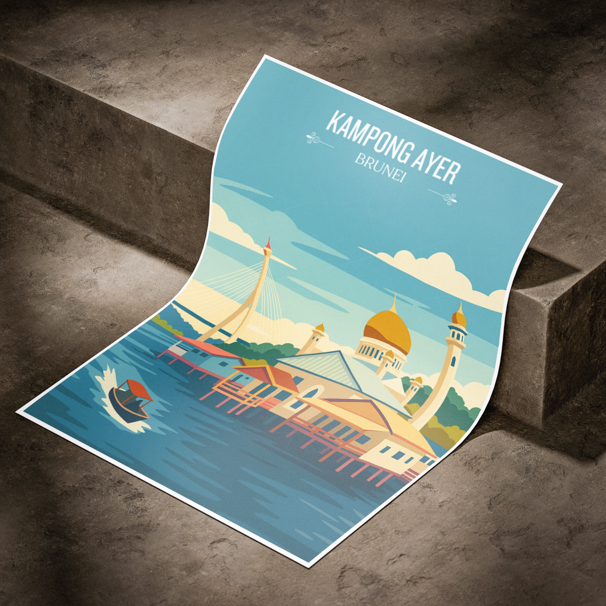 Kampong Ayer - Brunei - Travel Wall Art Print - Art Print - Travel Art Poster