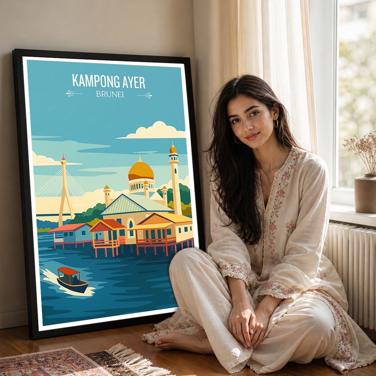 Kampong Ayer - Brunei - Travel Wall Art Print - Art Print - Travel Art Poster