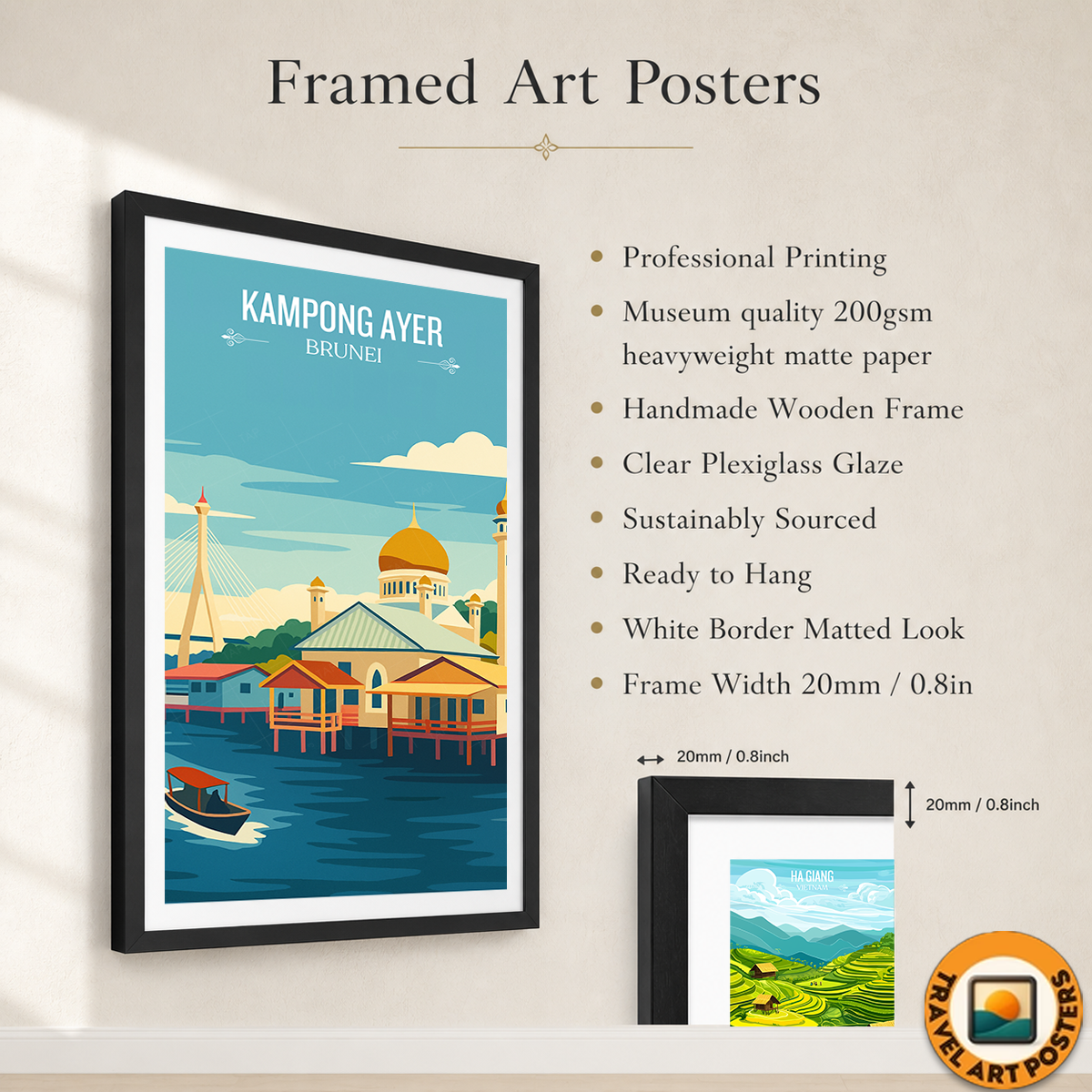 Kampong Ayer - Brunei - Travel Wall Art Print - Art Print - Travel Art Poster