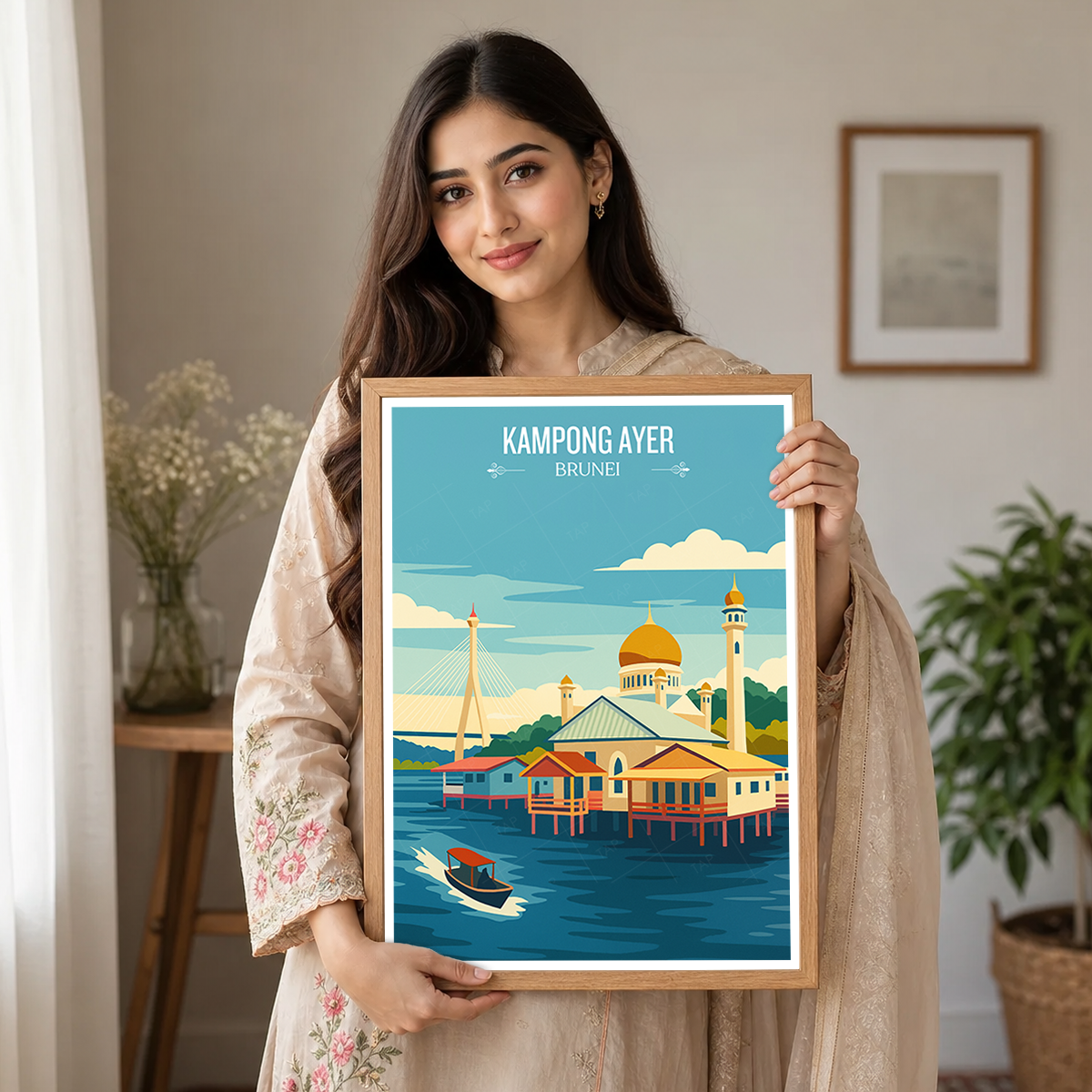 Kampong Ayer - Brunei - Travel Wall Art Print - Art Print - Travel Art Poster