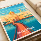 Sultan Mosque Masjid - Brunei - Travel Wall Art Print - Art Print - Travel Art Poster