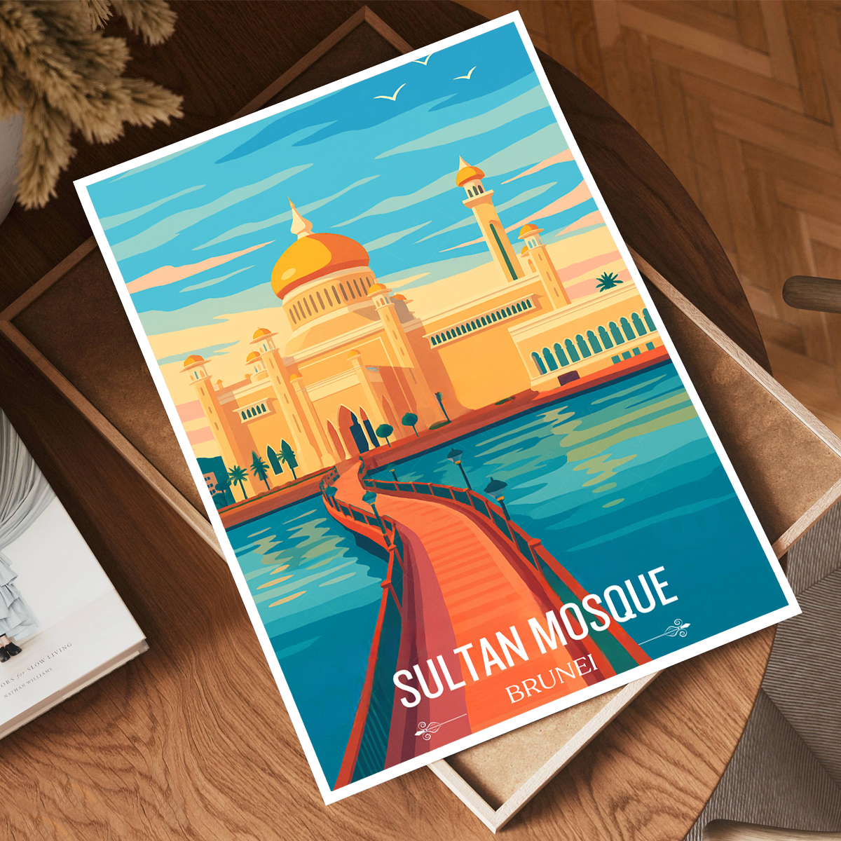 Sultan Mosque Masjid - Brunei - Travel Wall Art Print - Art Print - Travel Art Poster