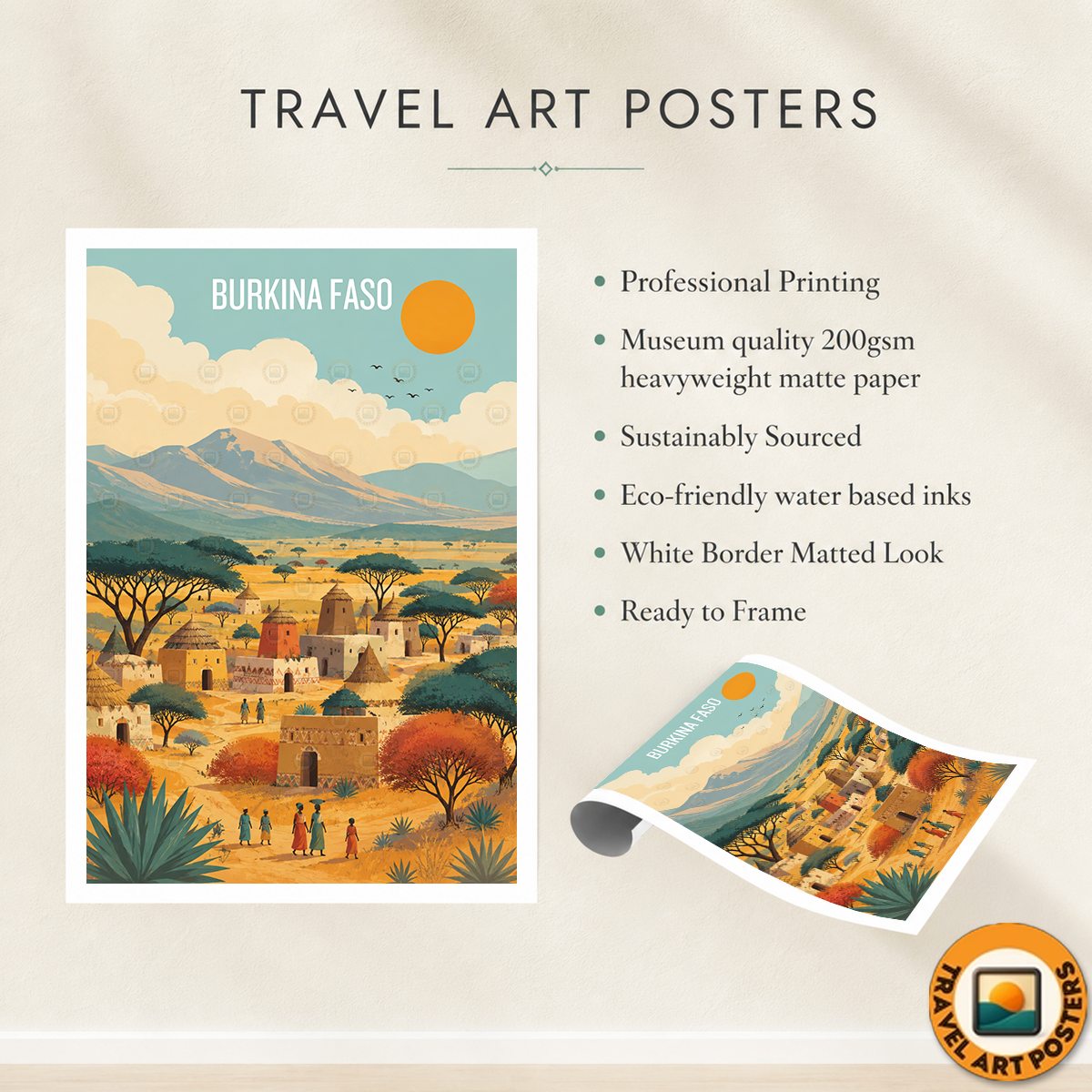 Burkina Faso - Travel Wall Poster Print Home Deco - Travel Art Poster Print