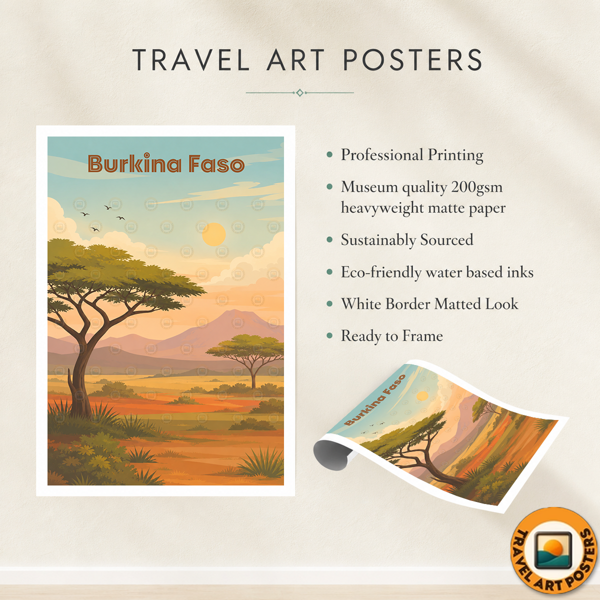 Burkina Faso - Travel Wall Poster Print Home Deco - Travel Art Poster Print