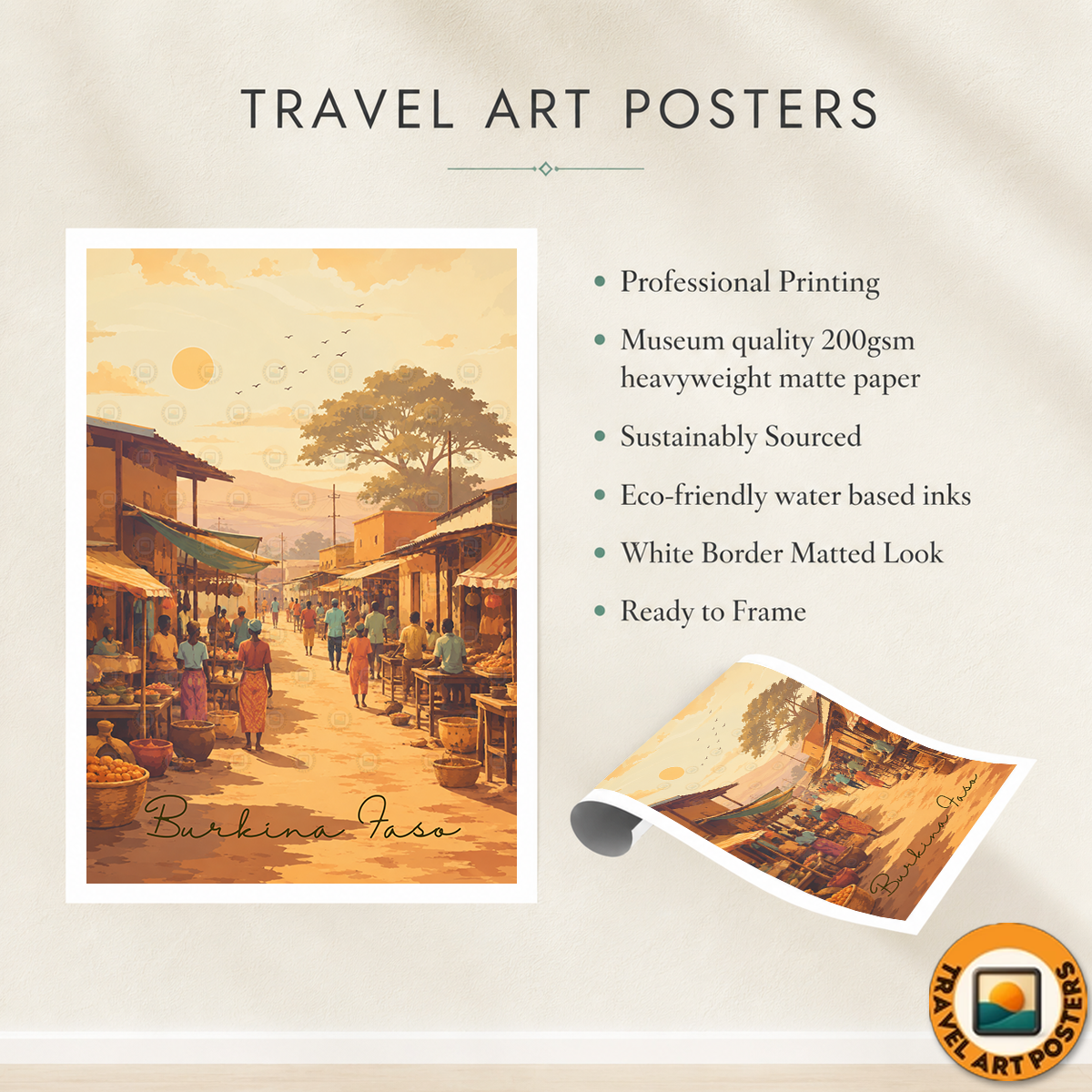 Burkina Faso - Travel Wall Poster Print Home Deco - Travel Art Poster Print