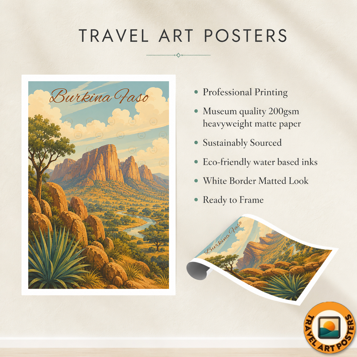 Burkina Faso - Travel Wall Poster Print Home Deco - Travel Art Poster Print