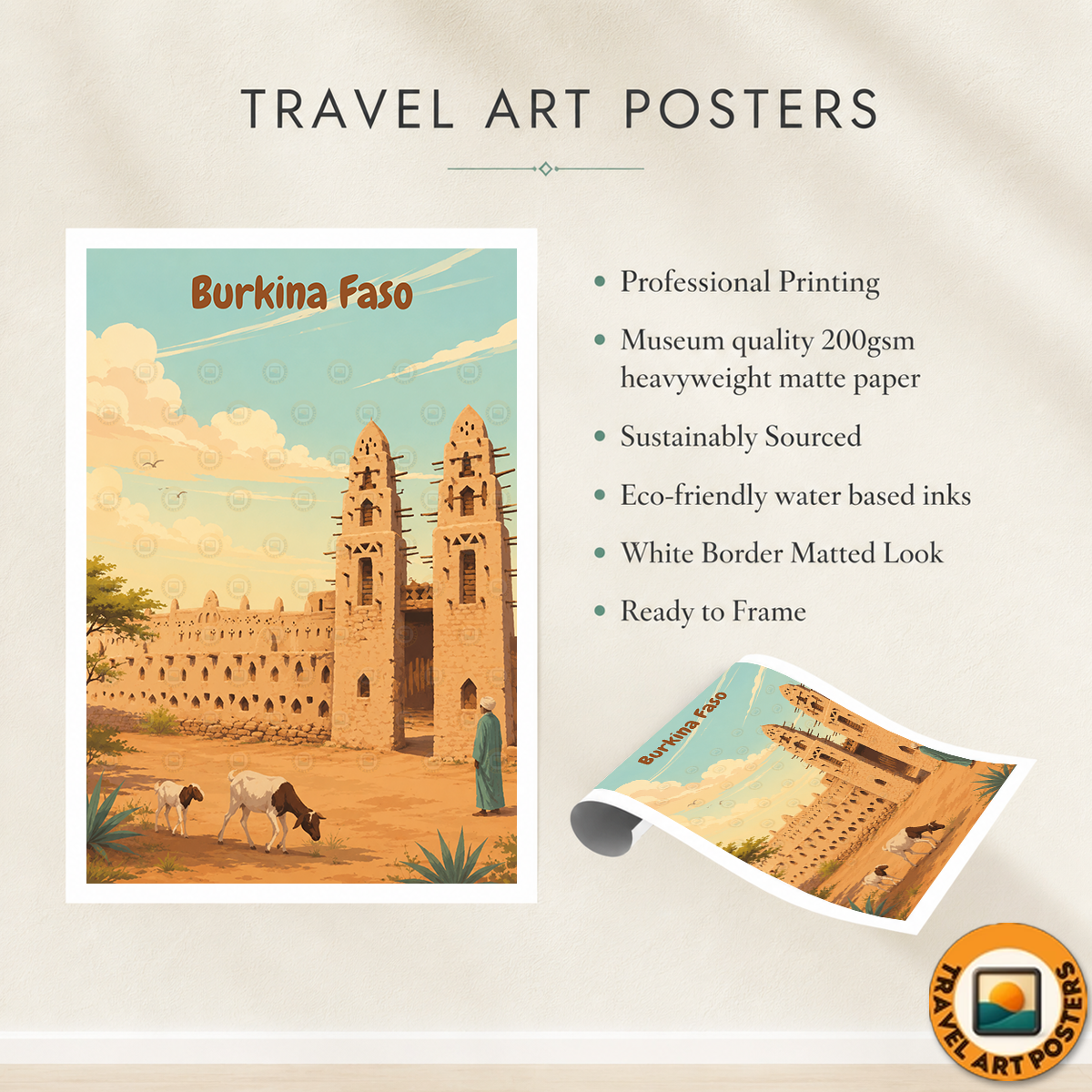 Burkina Faso - Travel Wall Poster Print Home Deco - Travel Art Poster Print