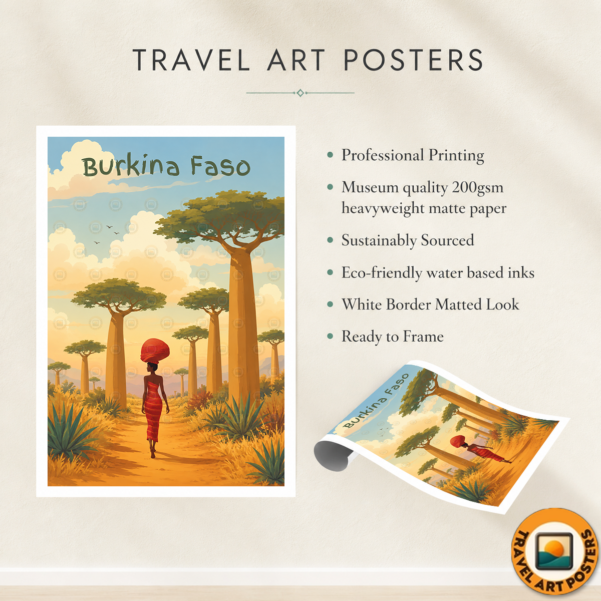 Burkina Faso - Travel Wall Poster Print Home Deco - Travel Art Poster Print