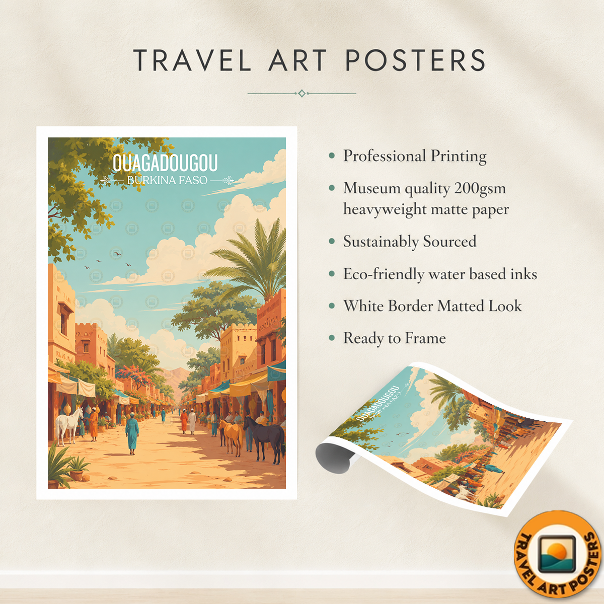 Ouagadougou - Burkina Faso - Travel Wall Poster Print Home Deco - Travel Art Poster Print