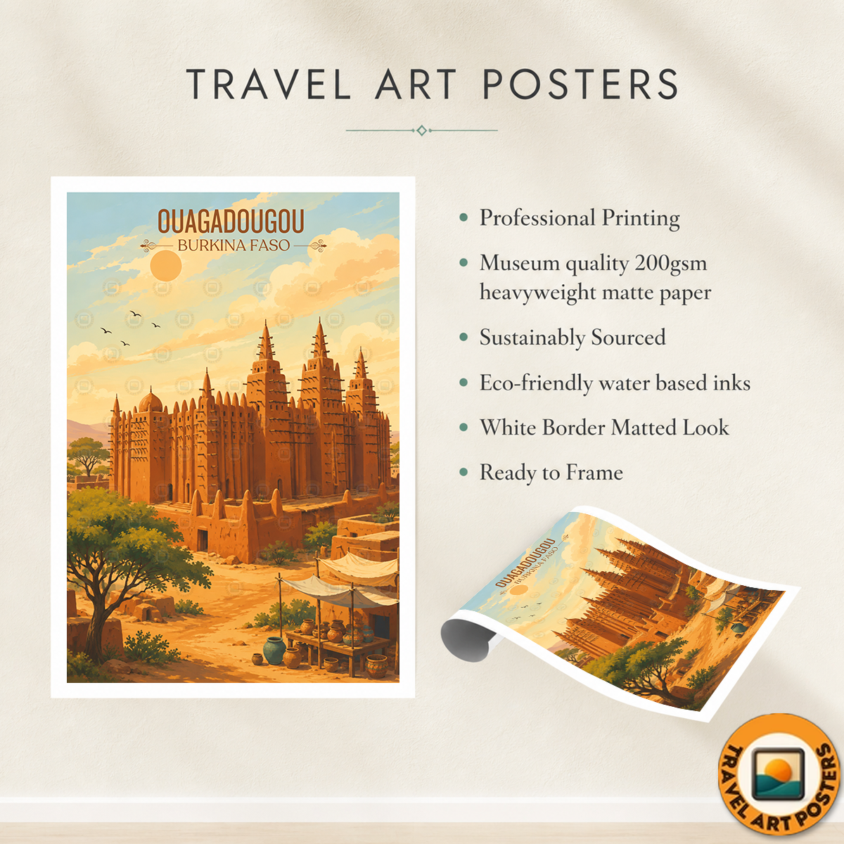 Ouagadougou - Burkina Faso - Travel Wall Poster Print Home Deco - Travel Art Poster Print