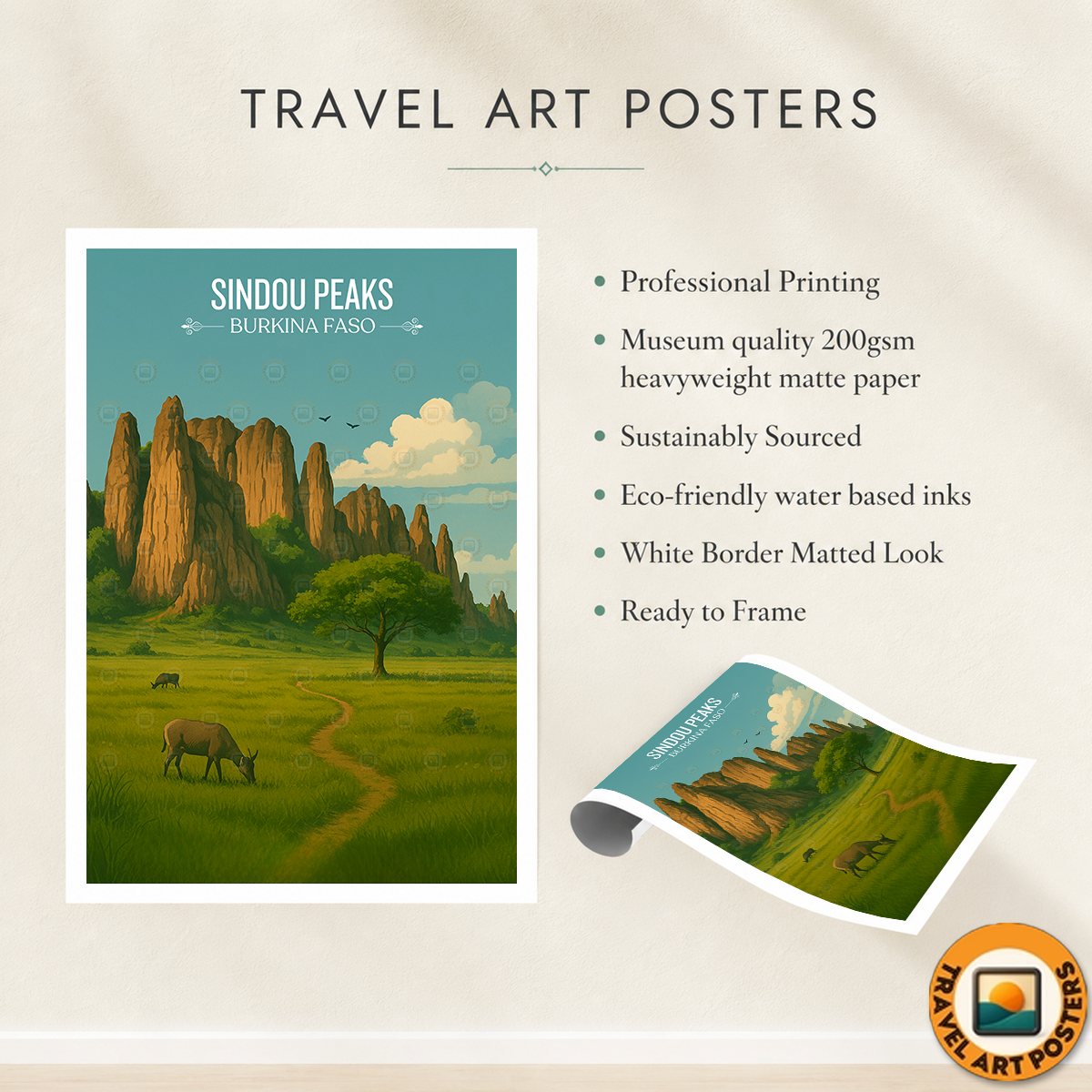 Sindou Peaks - Burkina Faso - Travel Wall Poster Print Home Deco - Travel Art Poster Print