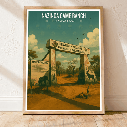 Nazinga Game Ranch travel poster – artwork presentation view 1