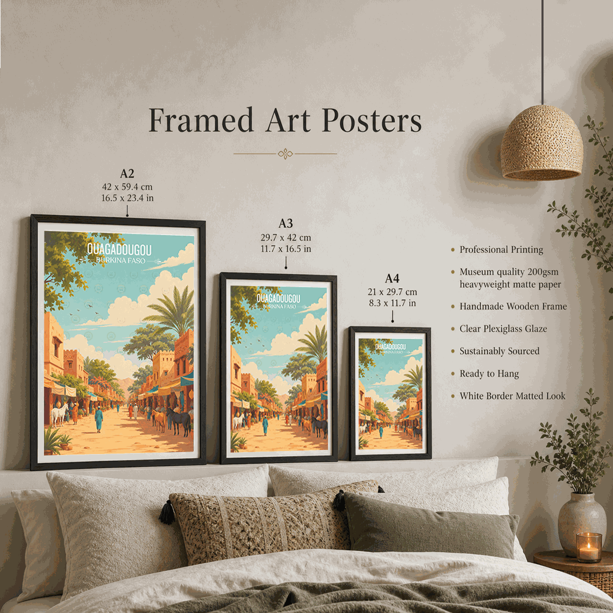 Ouagadougou travel poster – artwork presentation view 3
