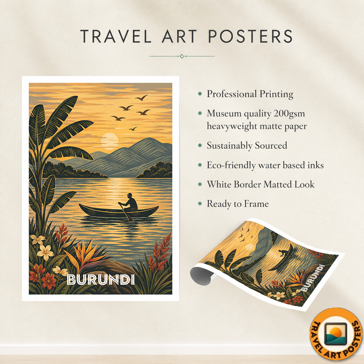 Burundi - Travel Art Print Wall Deco Poster - Travel Art Poster Print