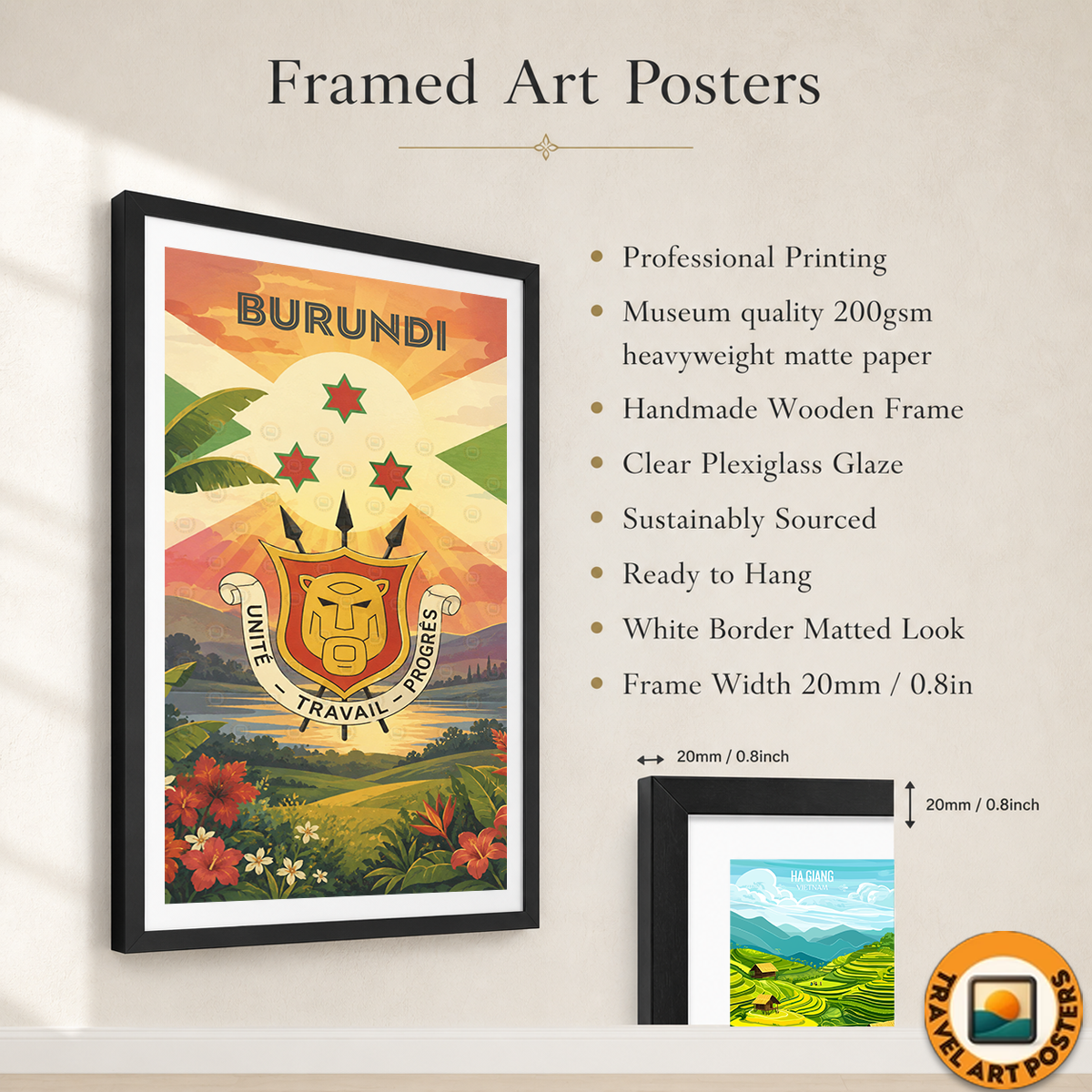 Burundi - Travel Art Print Wall Deco Poster - Travel Art Poster Print