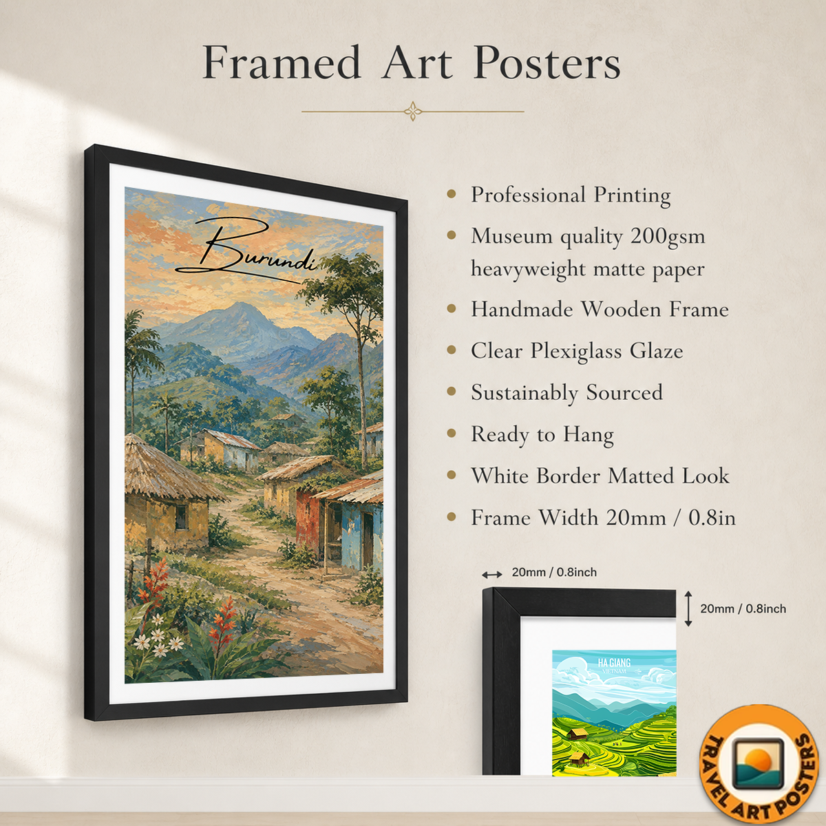 Burundi - Travel Art Print Wall Deco Poster - Travel Art Poster Print