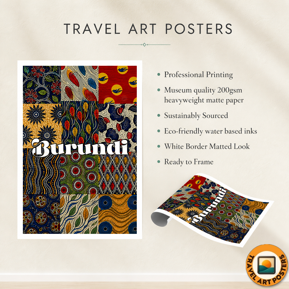Burundi - Travel Art Print Wall Deco Poster - Travel Art Poster Print