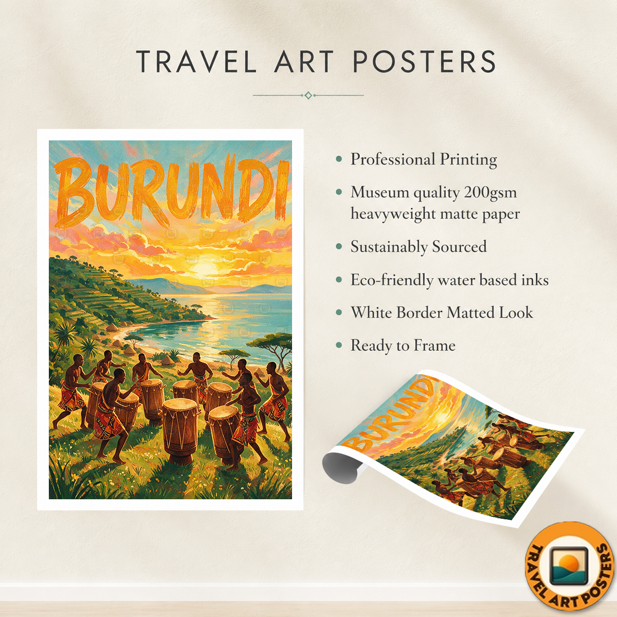 Burundi - Travel Art Print Wall Deco Poster - Travel Art Poster Print
