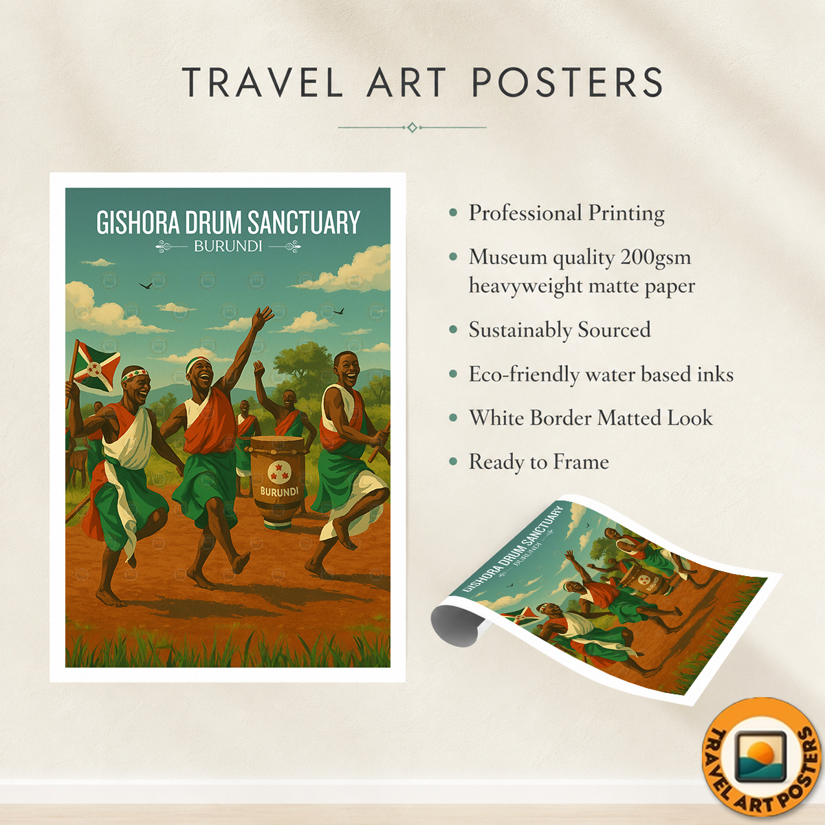 Gishora Drum Sanctuary - Burundi - Travel Art Print Wall Deco Poster - Travel Art Poster Print