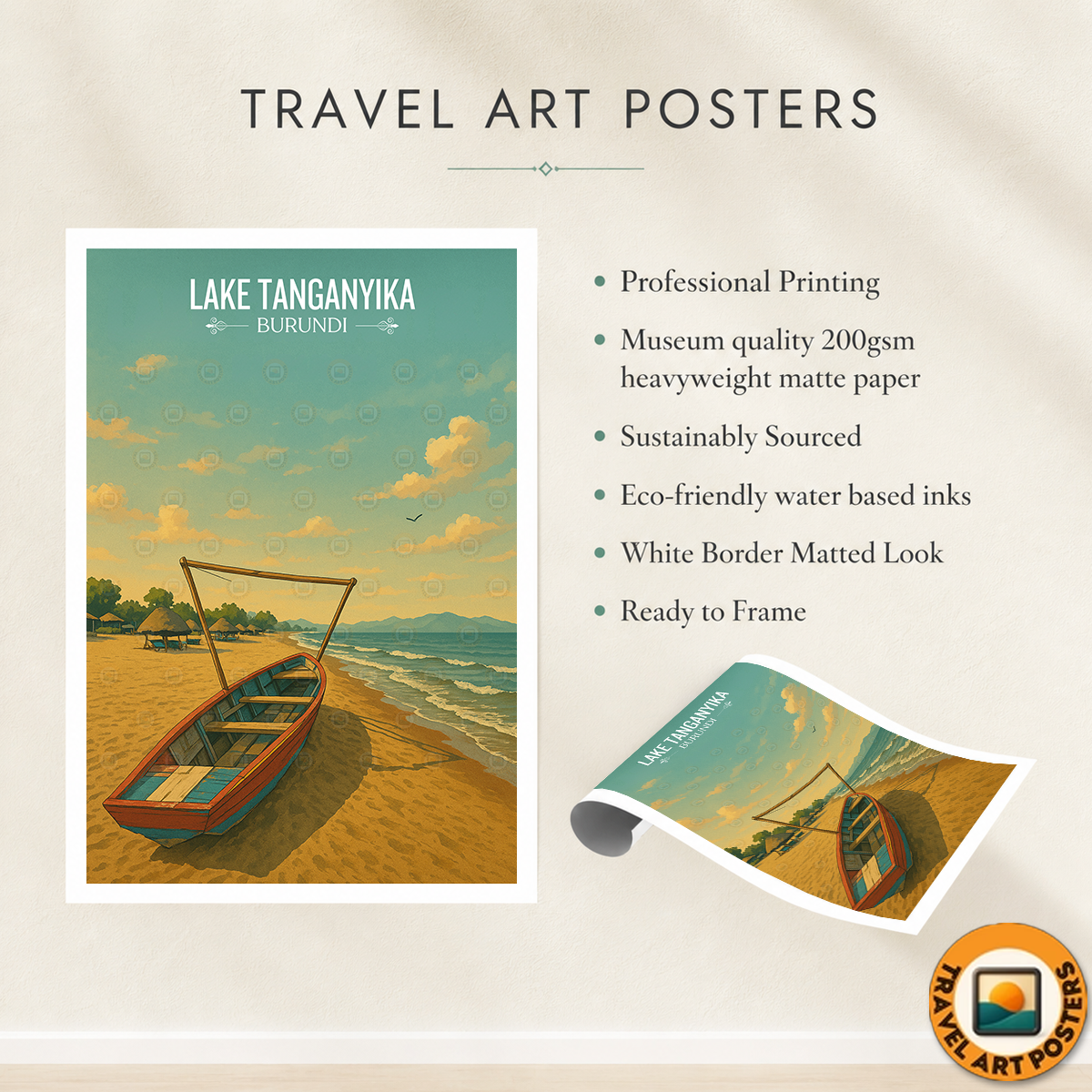 Tanganyika - Burundi - Travel Art Print Wall Deco Poster - Travel Art Poster Print