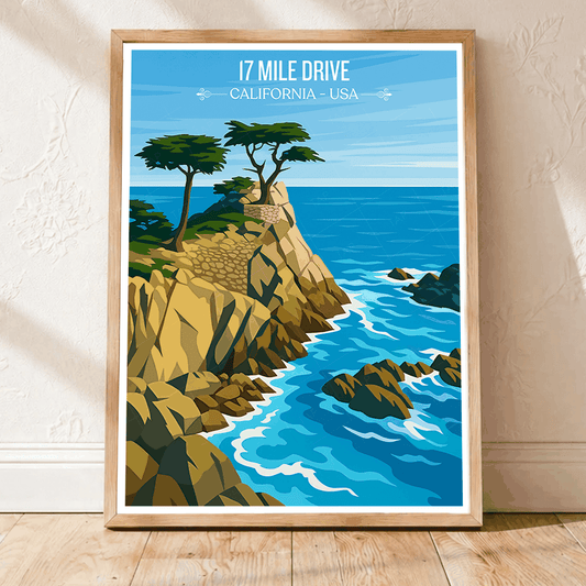 17 Mile Drive - California - USA - Travel Wall Art Deco Poster Print | Modern Style - Travel Art Poster Print