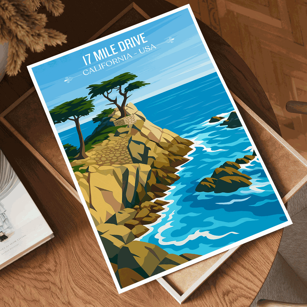 17 Mile Drive - California - USA - Travel Wall Art Deco Poster Print | Modern Style - Travel Art Poster Print