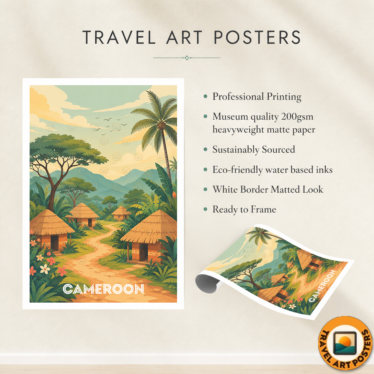 Cameroon - Travel Art Print Wall Deco Poster