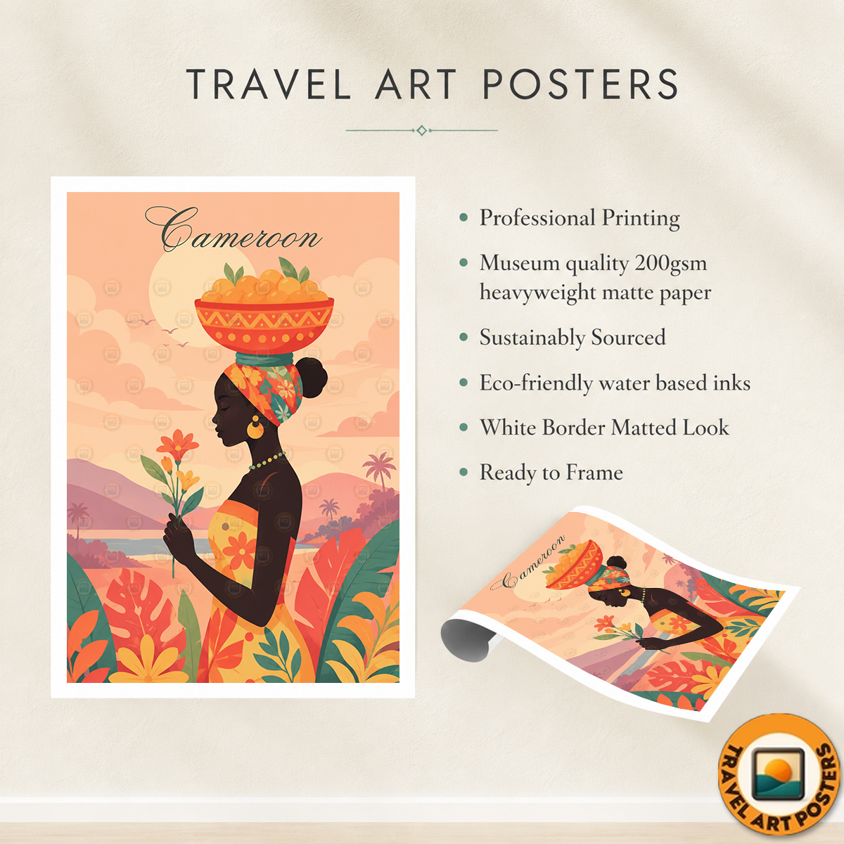 Cameroon - Travel Art Print Wall Deco Poster