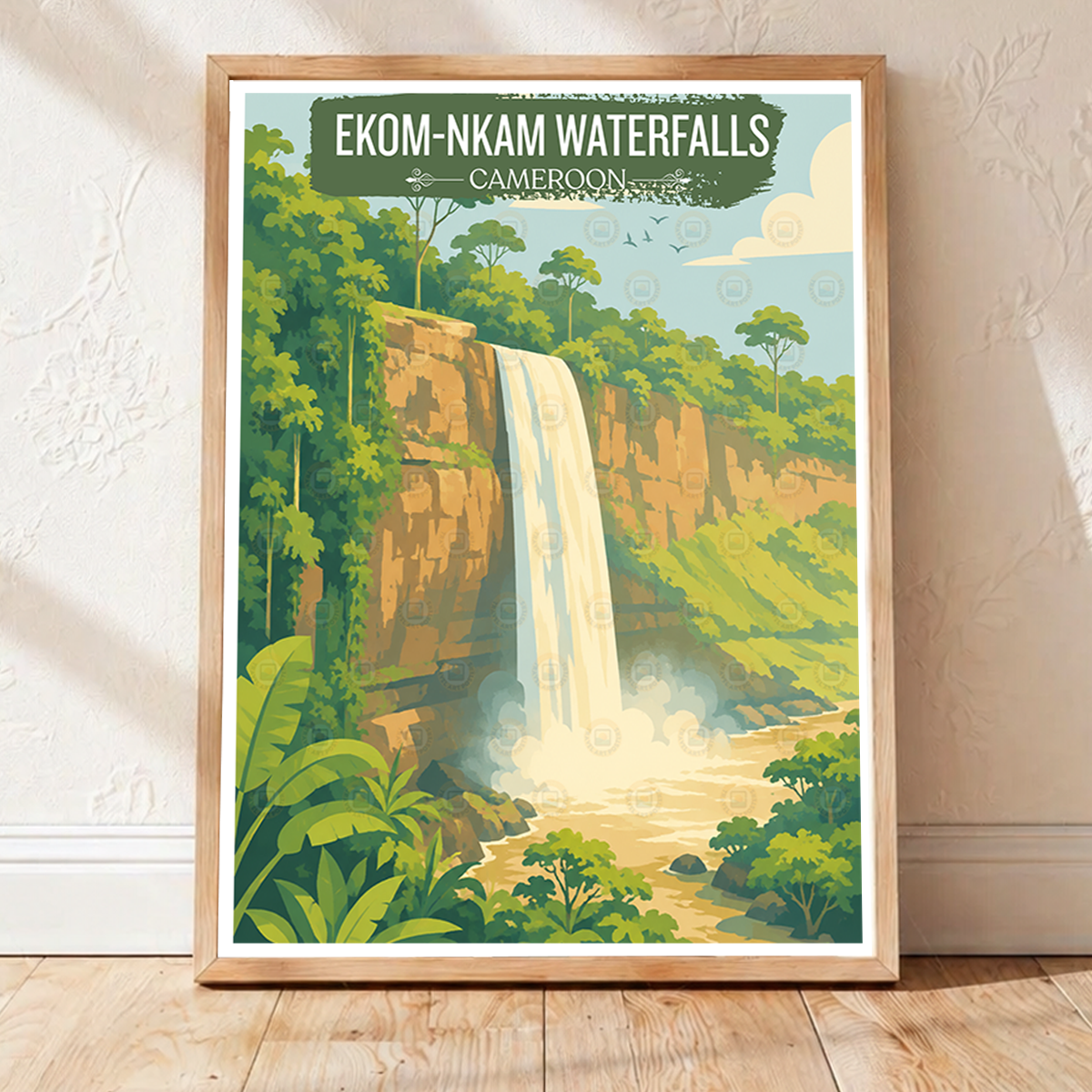 Ekom-Nkam Waterfalls - Cameroon - Travel Art Print Wall Deco Poster