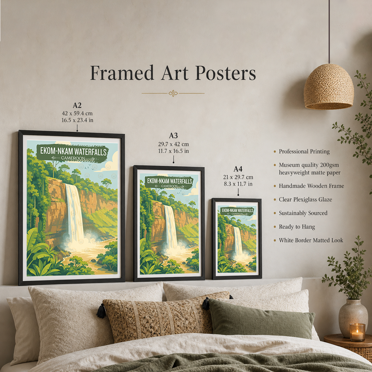 Ekom-Nkam Waterfalls - Cameroon - Travel Art Print Wall Deco Poster