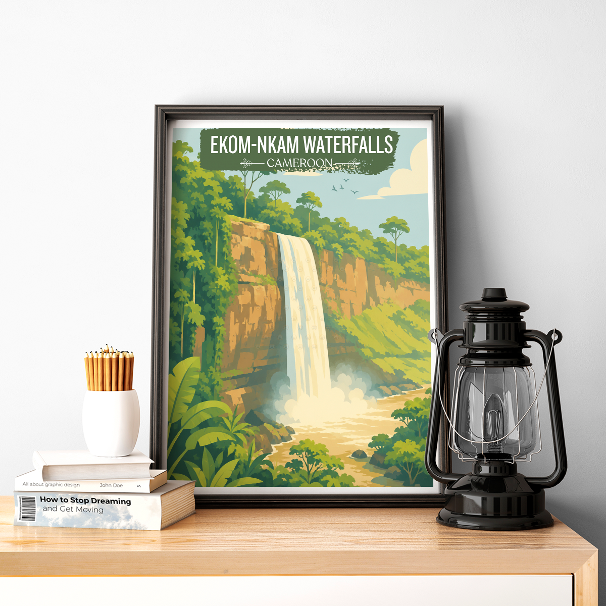 Ekom-Nkam Waterfalls - Cameroon - Travel Art Print Wall Deco Poster