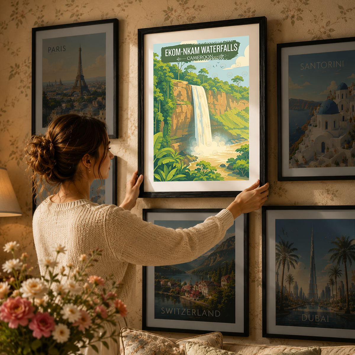 Ekom-Nkam Waterfalls - Cameroon - Travel Art Print Wall Deco Poster