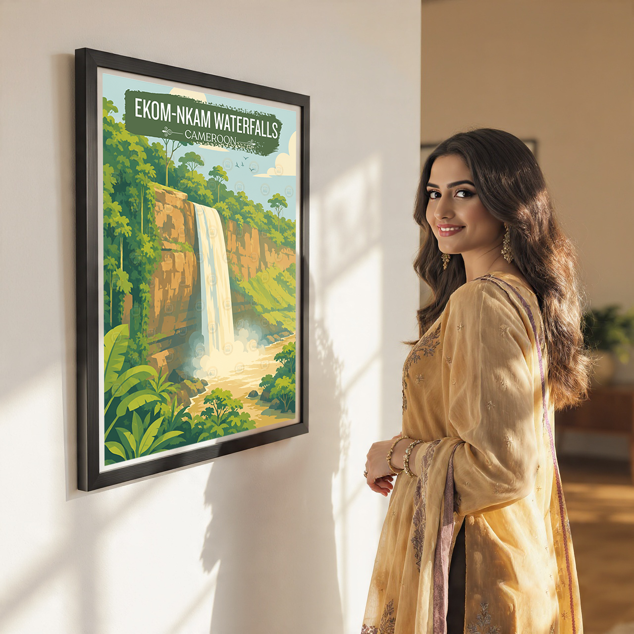 Ekom-Nkam Waterfalls - Cameroon - Travel Art Print Wall Deco Poster