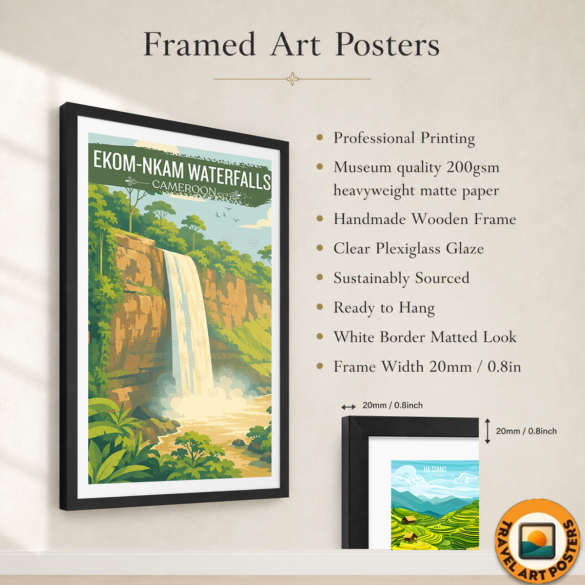 Ekom-Nkam Waterfalls - Cameroon - Travel Art Print Wall Deco Poster