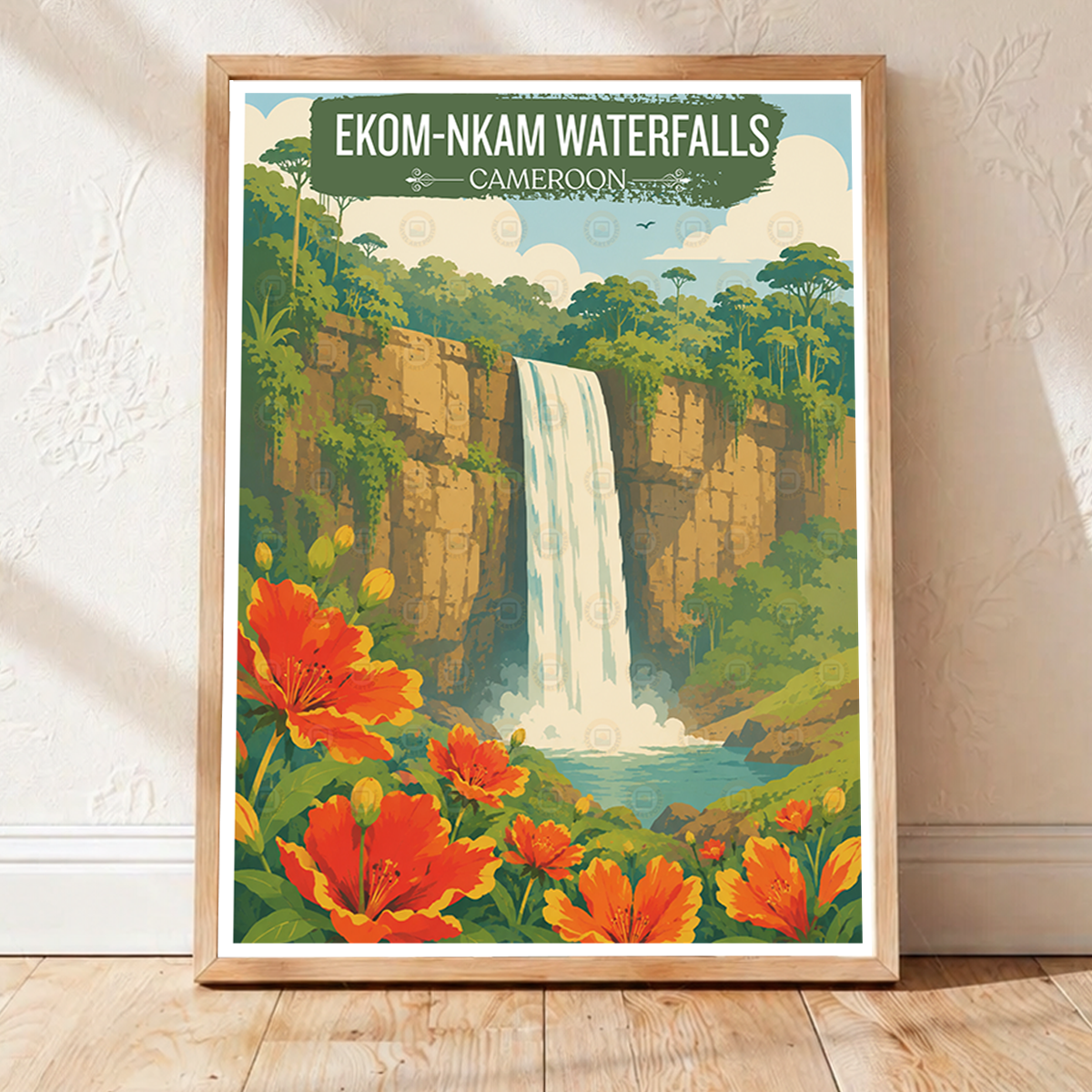 Ekom-Nkam Waterfalls - Cameroon - Travel Art Print Wall Deco Poster