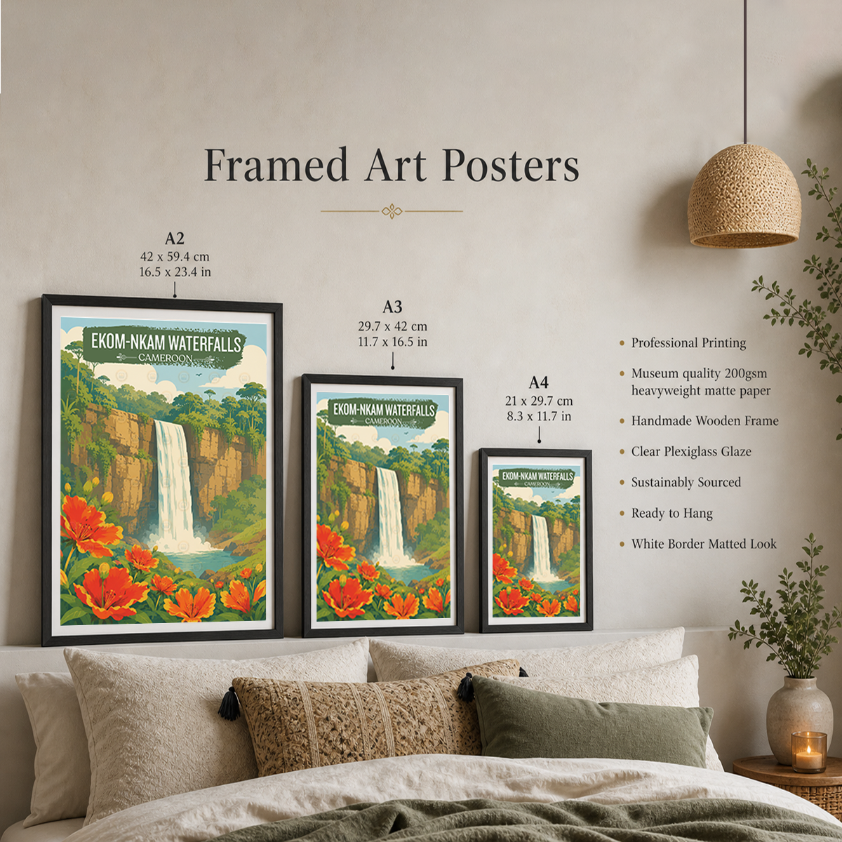 Ekom-Nkam Waterfalls - Cameroon - Travel Art Print Wall Deco Poster