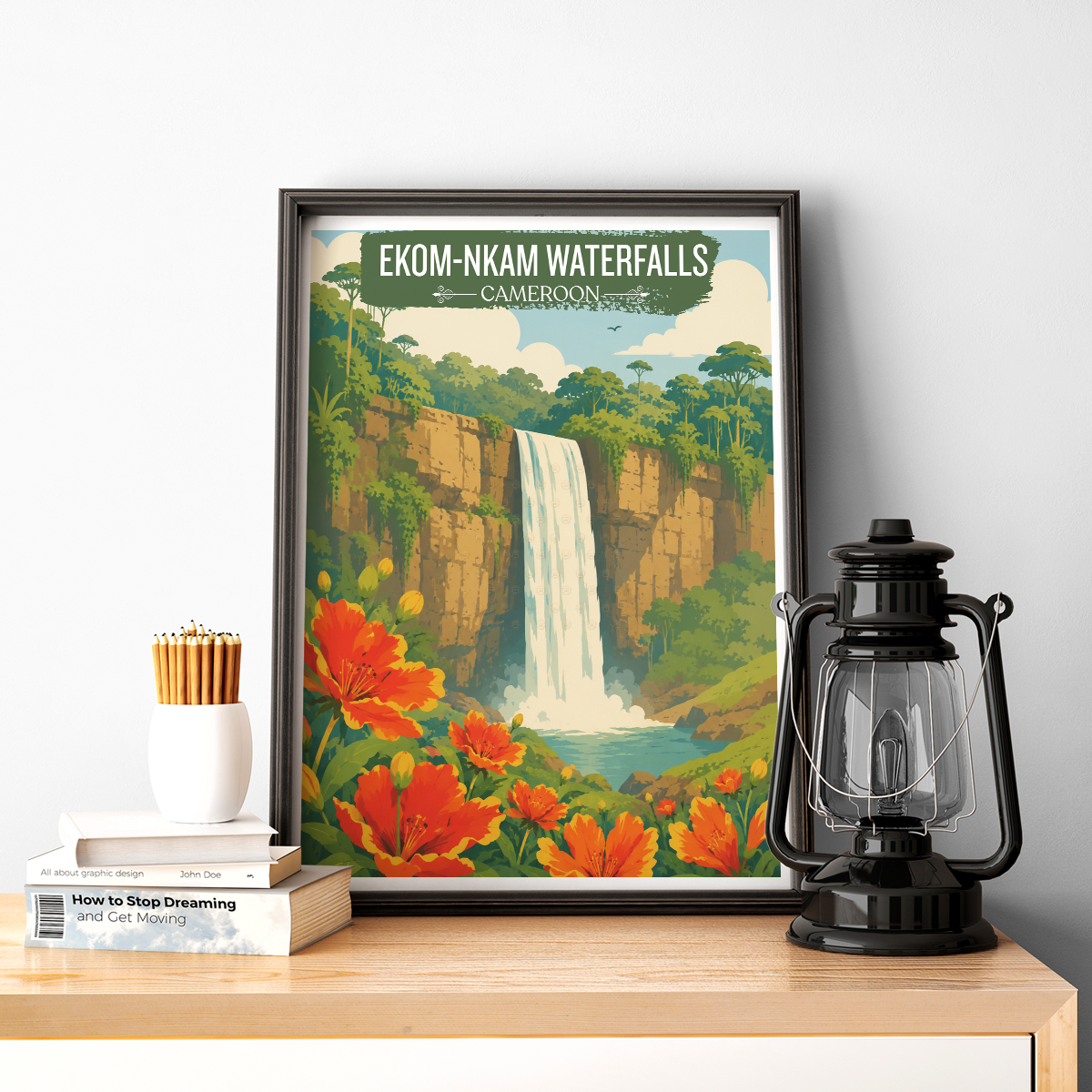 Ekom-Nkam Waterfalls - Cameroon - Travel Art Print Wall Deco Poster