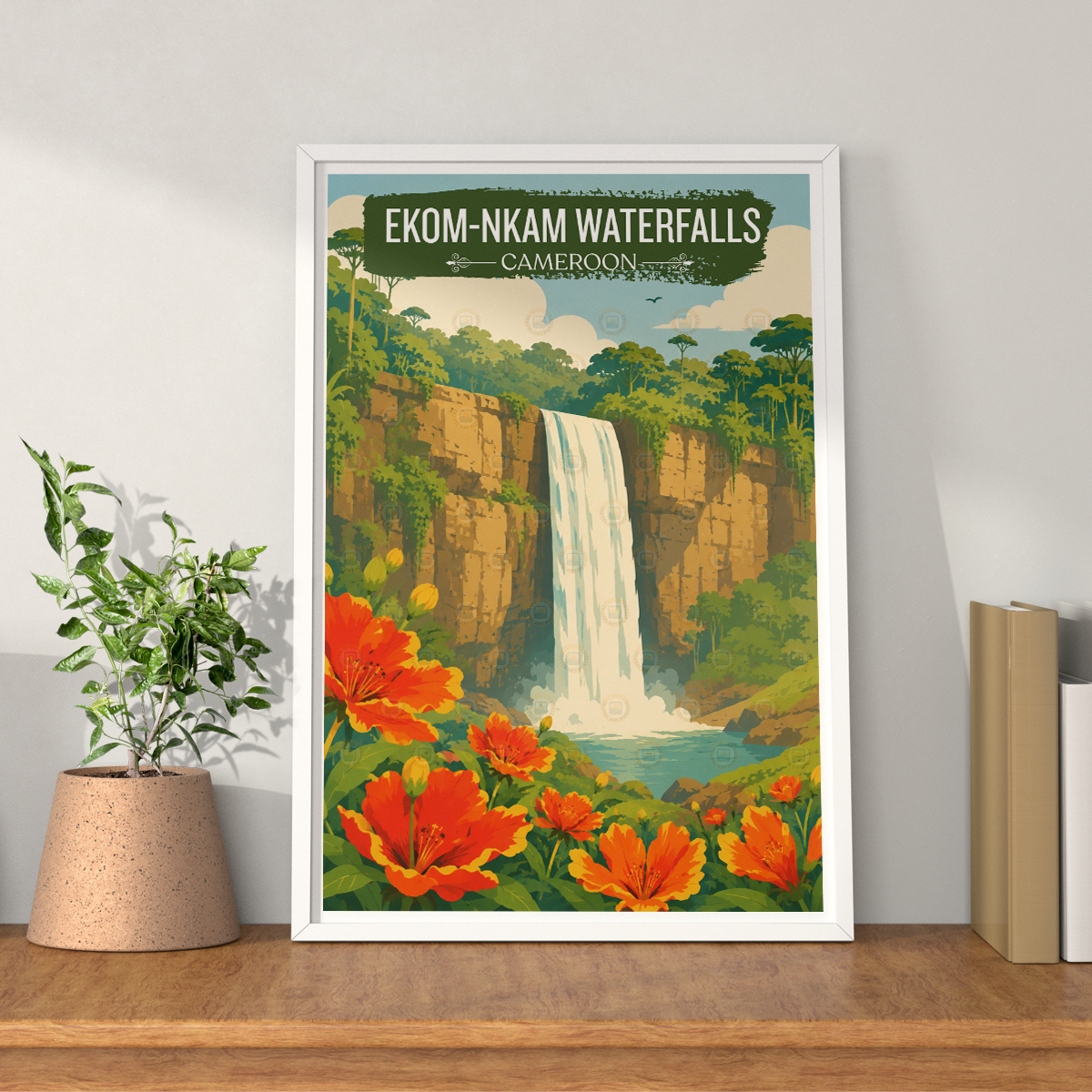 Ekom-Nkam Waterfalls - Cameroon - Travel Art Print Wall Deco Poster