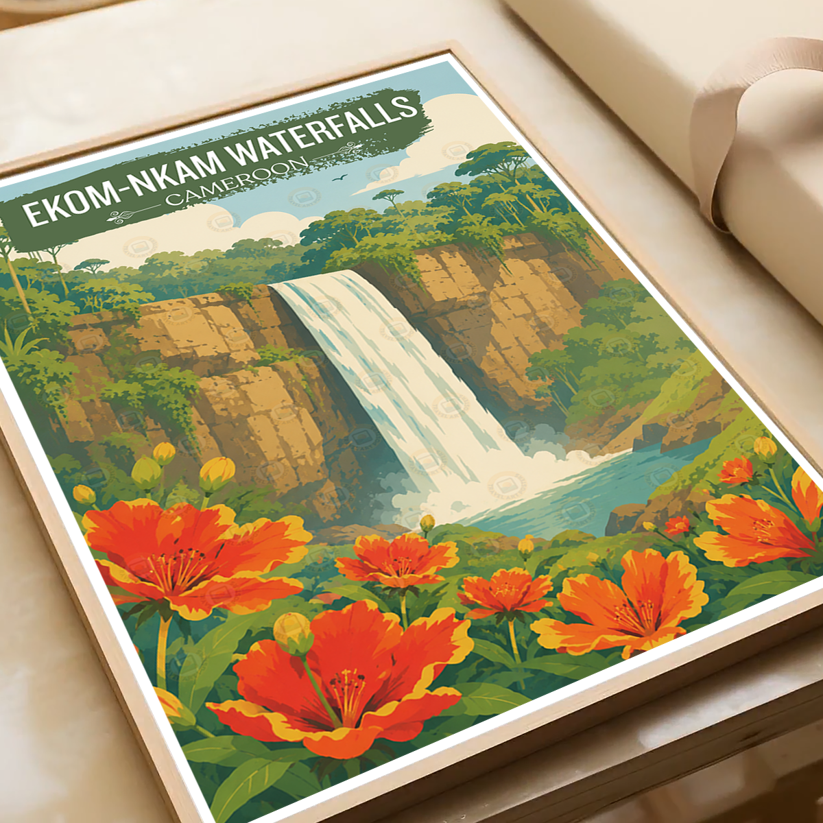 Ekom-Nkam Waterfalls - Cameroon - Travel Art Print Wall Deco Poster