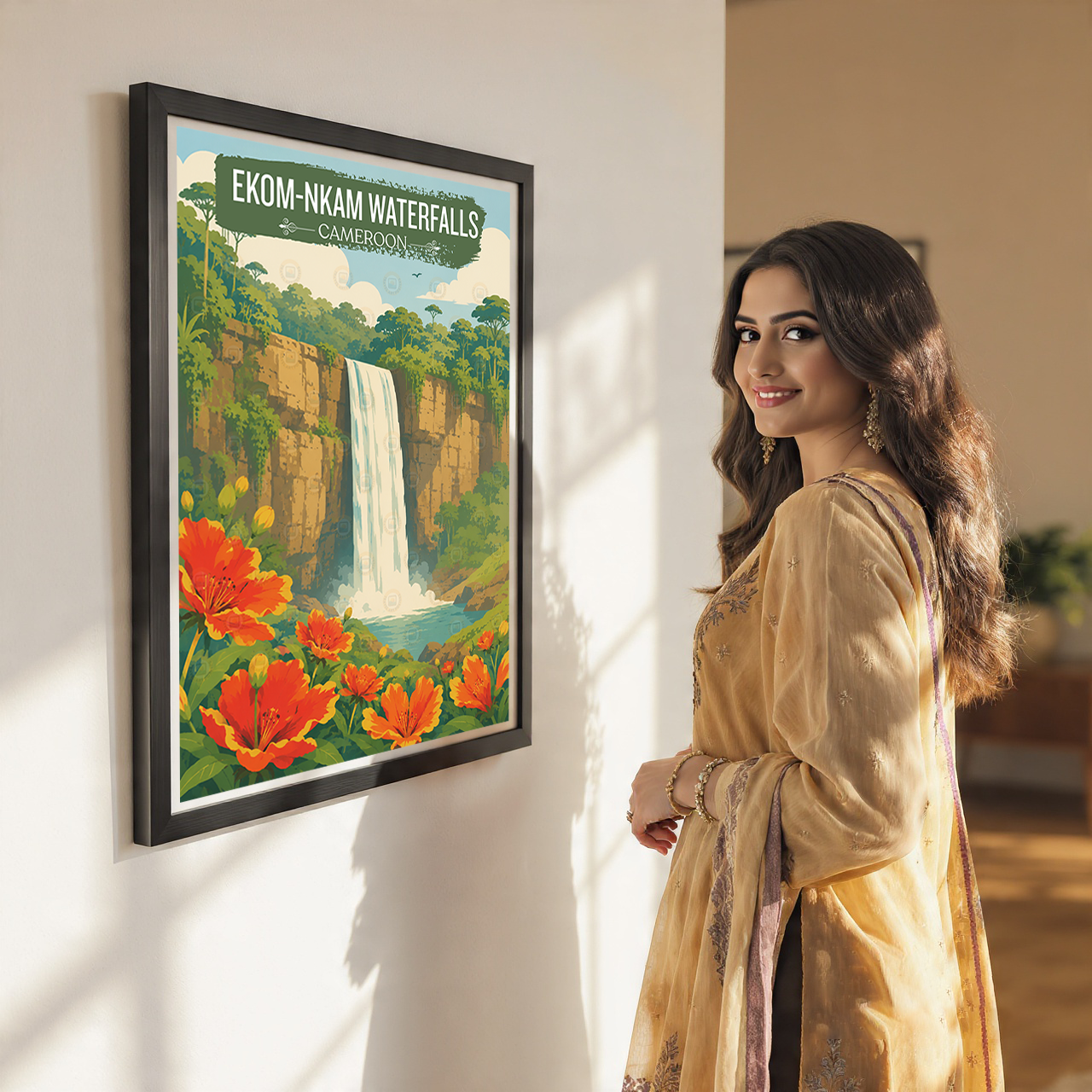 Ekom-Nkam Waterfalls - Cameroon - Travel Art Print Wall Deco Poster