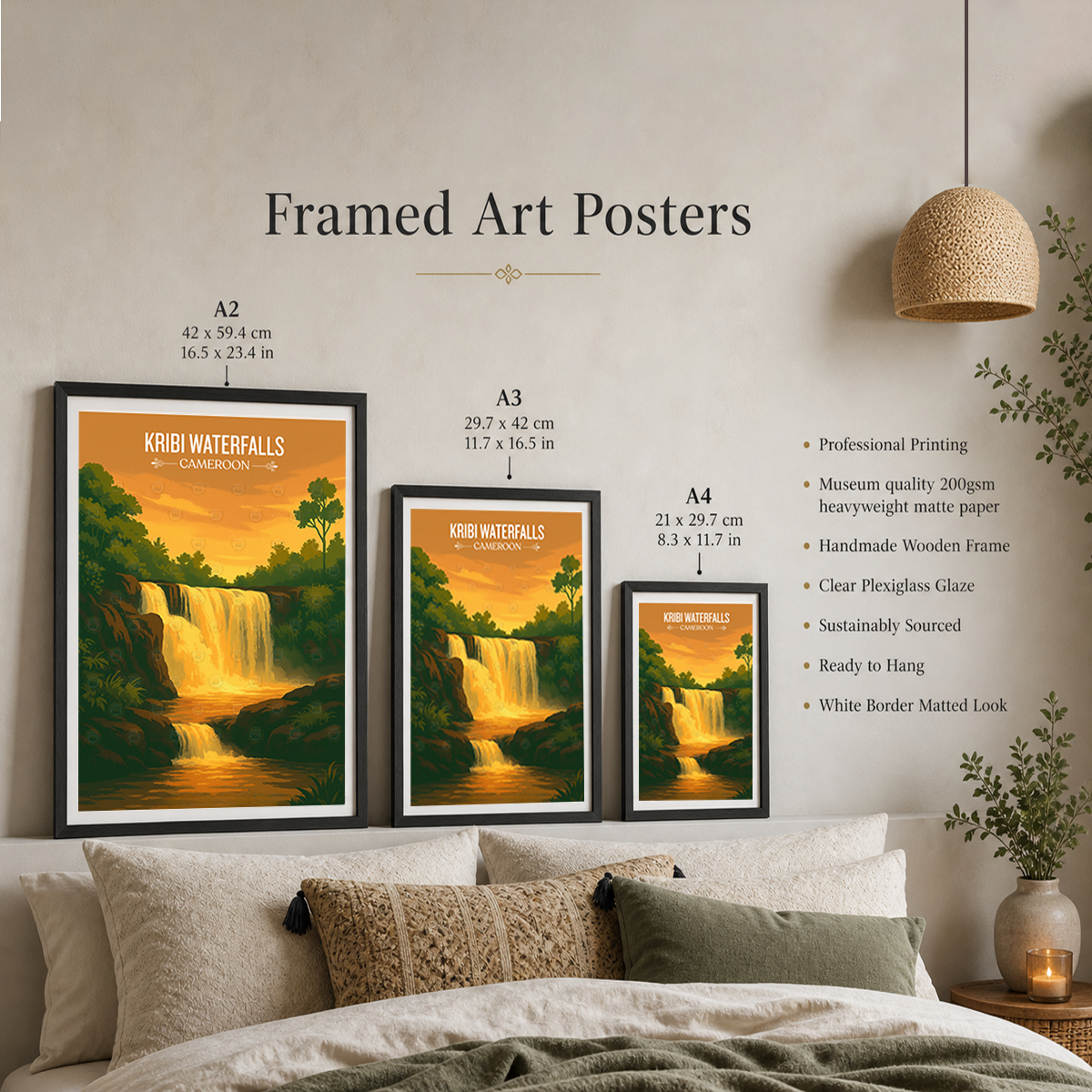 Kribi Waterfalls - Cameroon - Travel Art Print Wall Deco Poster