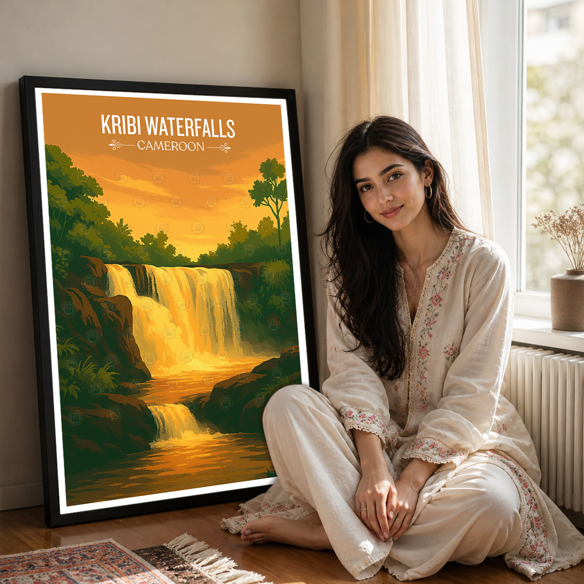 Kribi Waterfalls - Cameroon - Travel Art Print Wall Deco Poster