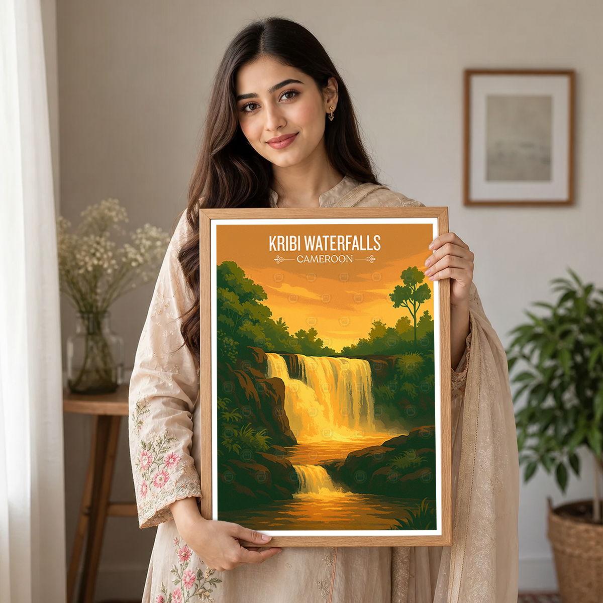 Kribi Waterfalls - Cameroon - Travel Art Print Wall Deco Poster