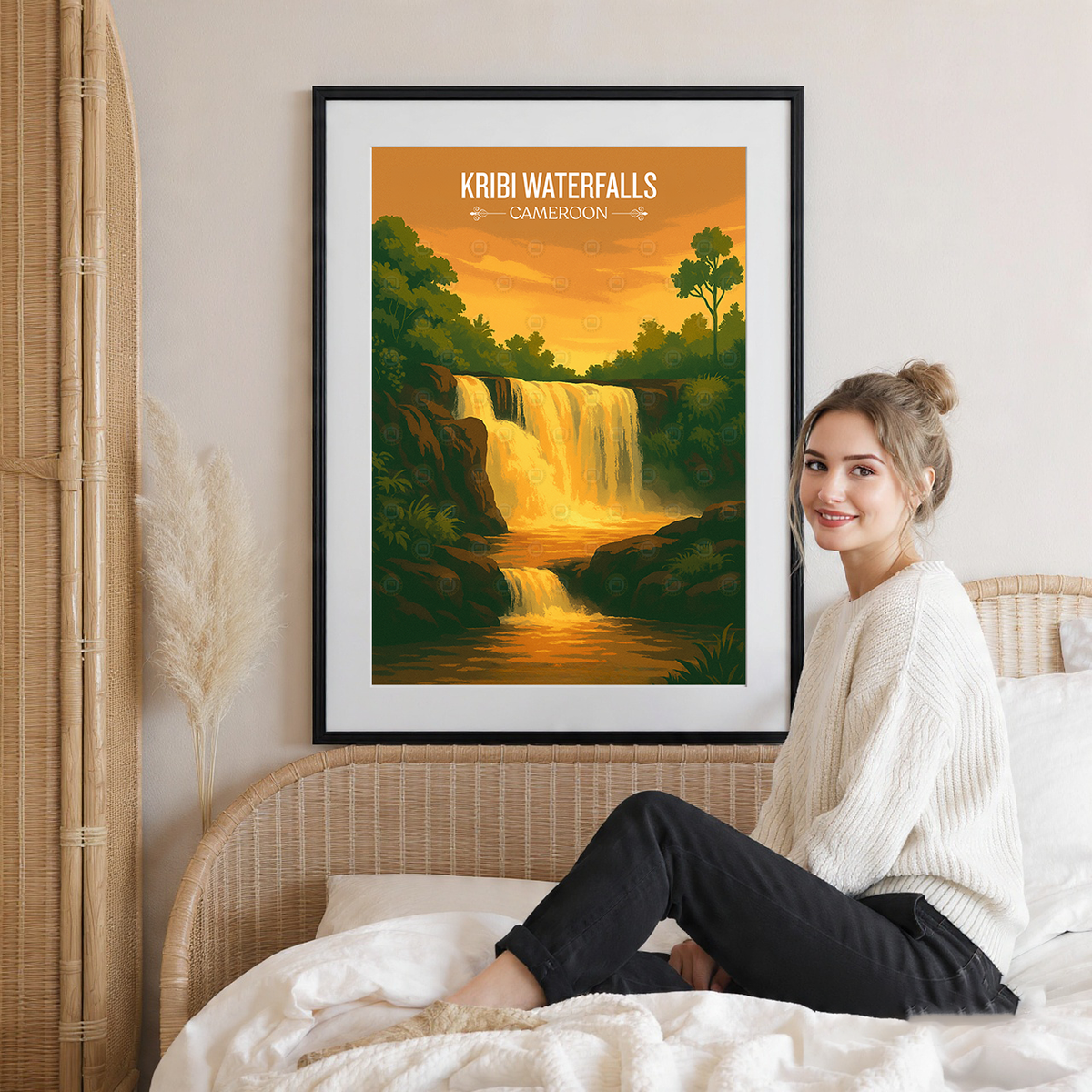 Kribi Waterfalls - Cameroon - Travel Art Print Wall Deco Poster