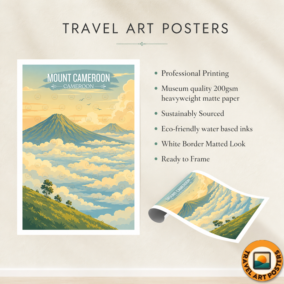 Mount Cameroon - Cameroon - Travel Art Print Wall Deco Poster