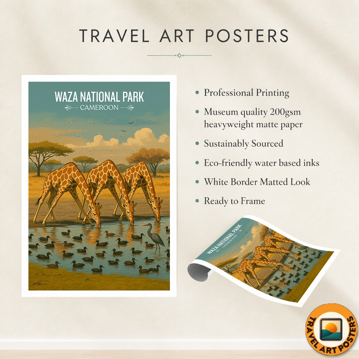 Waza National Park - Cameroon - Travel Art Print Wall Deco Poster