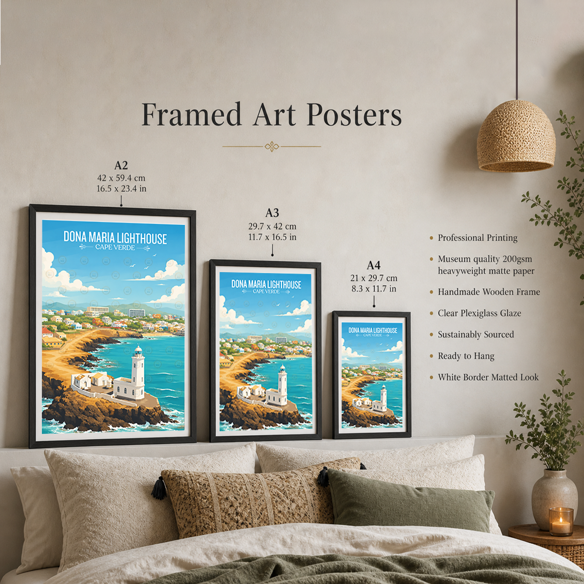Dona Maria Lighthouse - Cape Verde - Travel Art Print Wall Deco Poster