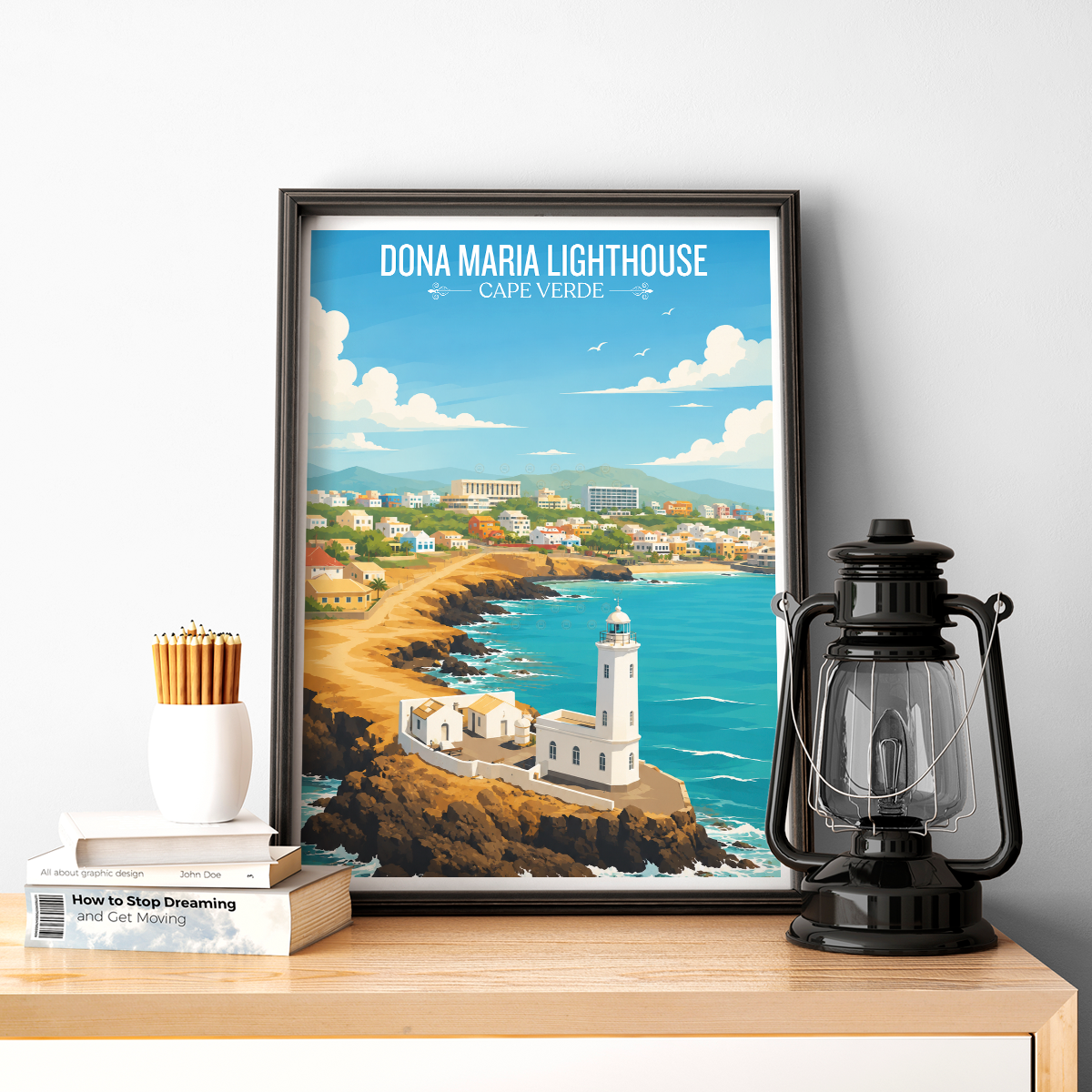 Dona Maria Lighthouse - Cape Verde - Travel Art Print Wall Deco Poster