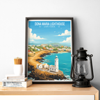 Dona Maria Lighthouse - Cape Verde - Travel Art Print Wall Deco Poster