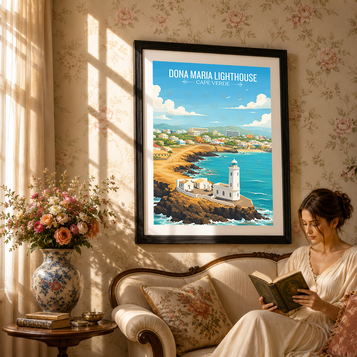 Dona Maria Lighthouse - Cape Verde - Travel Art Print Wall Deco Poster